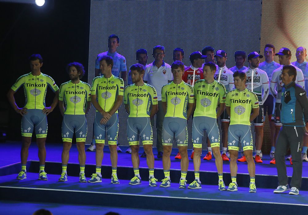 Tinkoff Team at the Tour of Dubai team presentation.