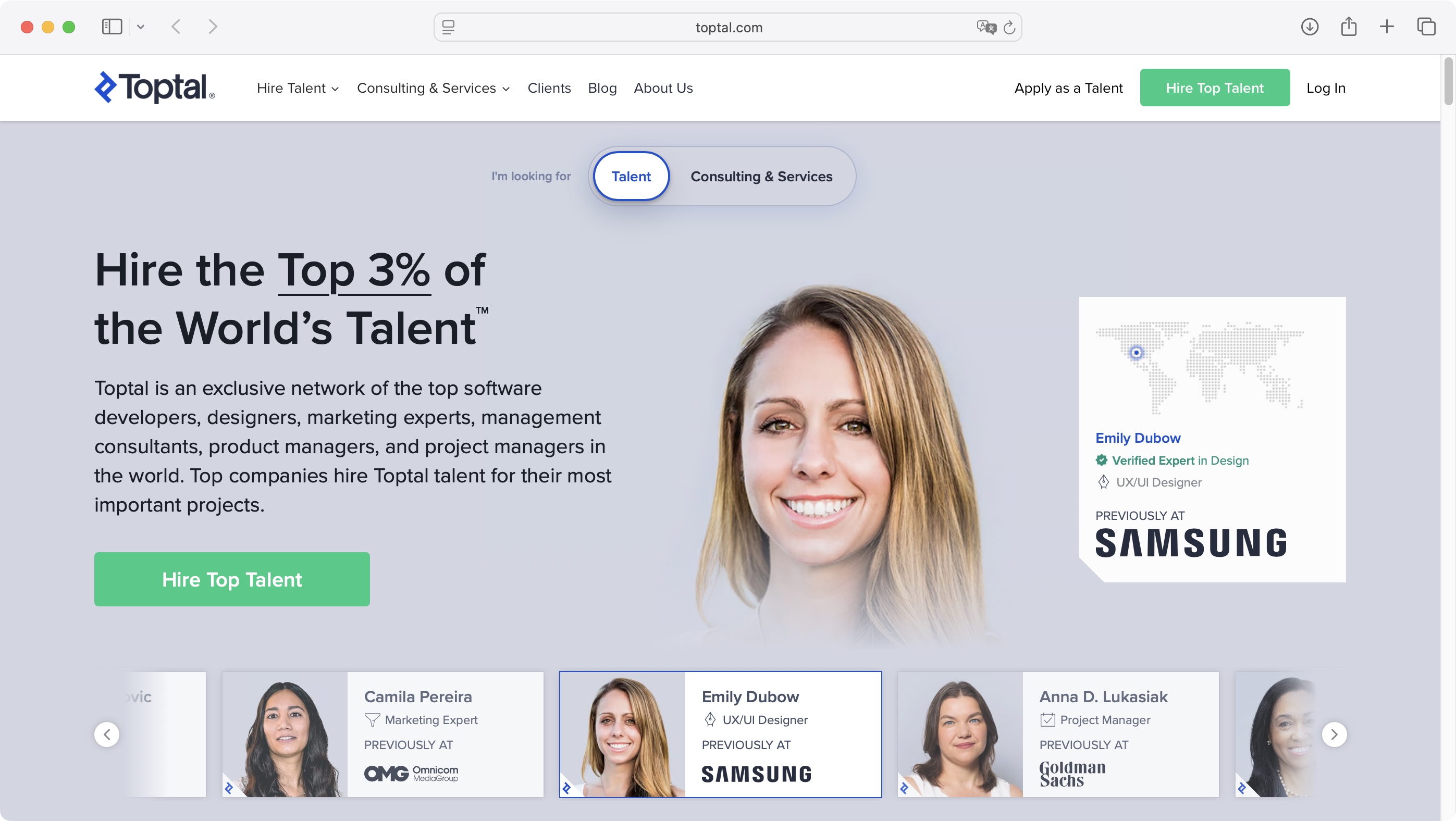Toptal homepage