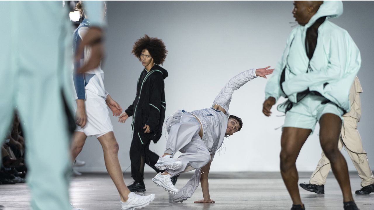 Models present creations by fashion house Fashion East on the second day of the Spring/Summer 2020 London Fashion Week Men&amp;#039;s fashion event in London on June 9, 2019. (Photo by Niklas HALLE&amp;#039;N 