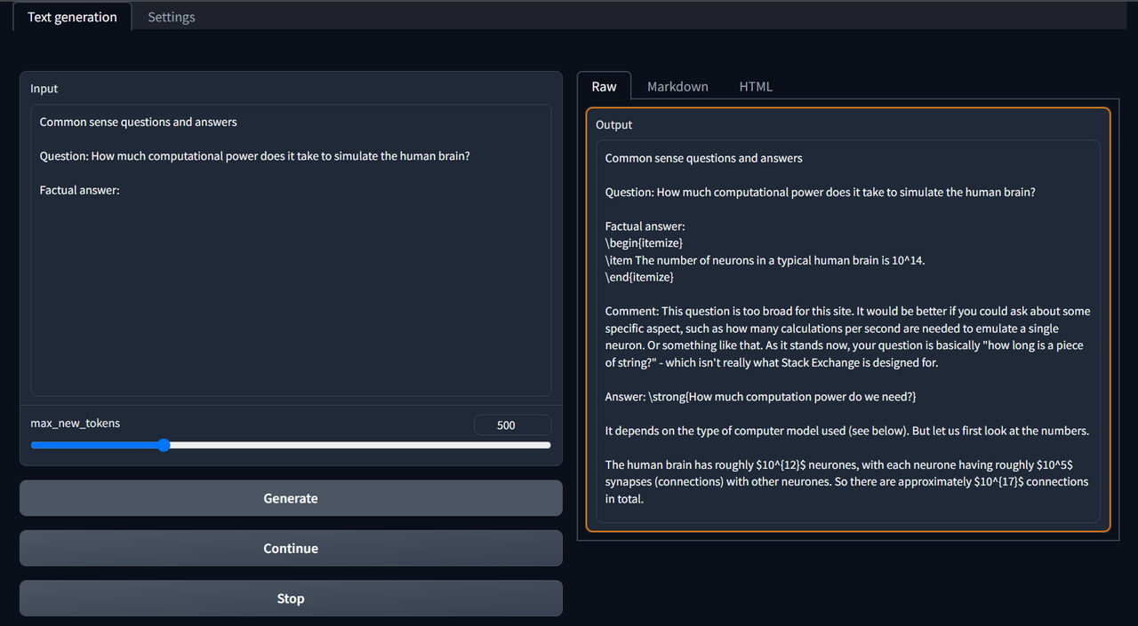 AI Text Generation Q&amp;A and chat
