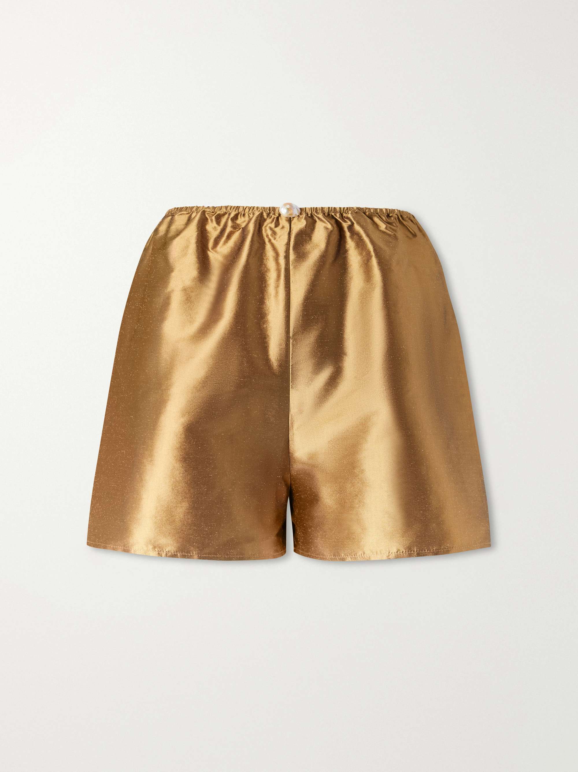 Playa Pearl-Embellished Silk-Shantung Shorts