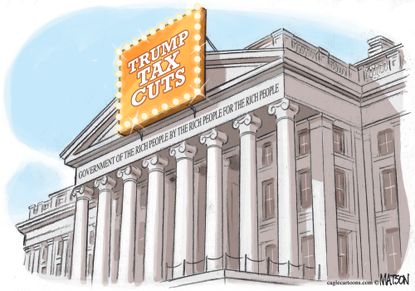 Political cartoon U.S. Trump tax cuts wealthy