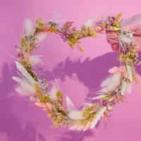 6. 'You're So Golden' Dried Flower Heart Wreath
