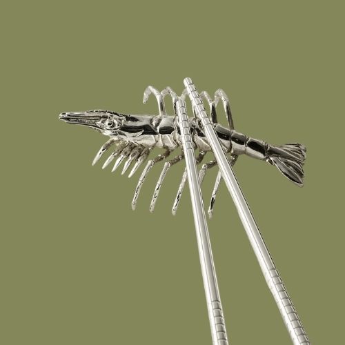 Shrimp Silver-Plated Chopstick Rests, Set of 4 