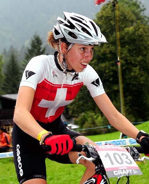 Michelle Hediger (Fisher/BMC) leads on lap one.