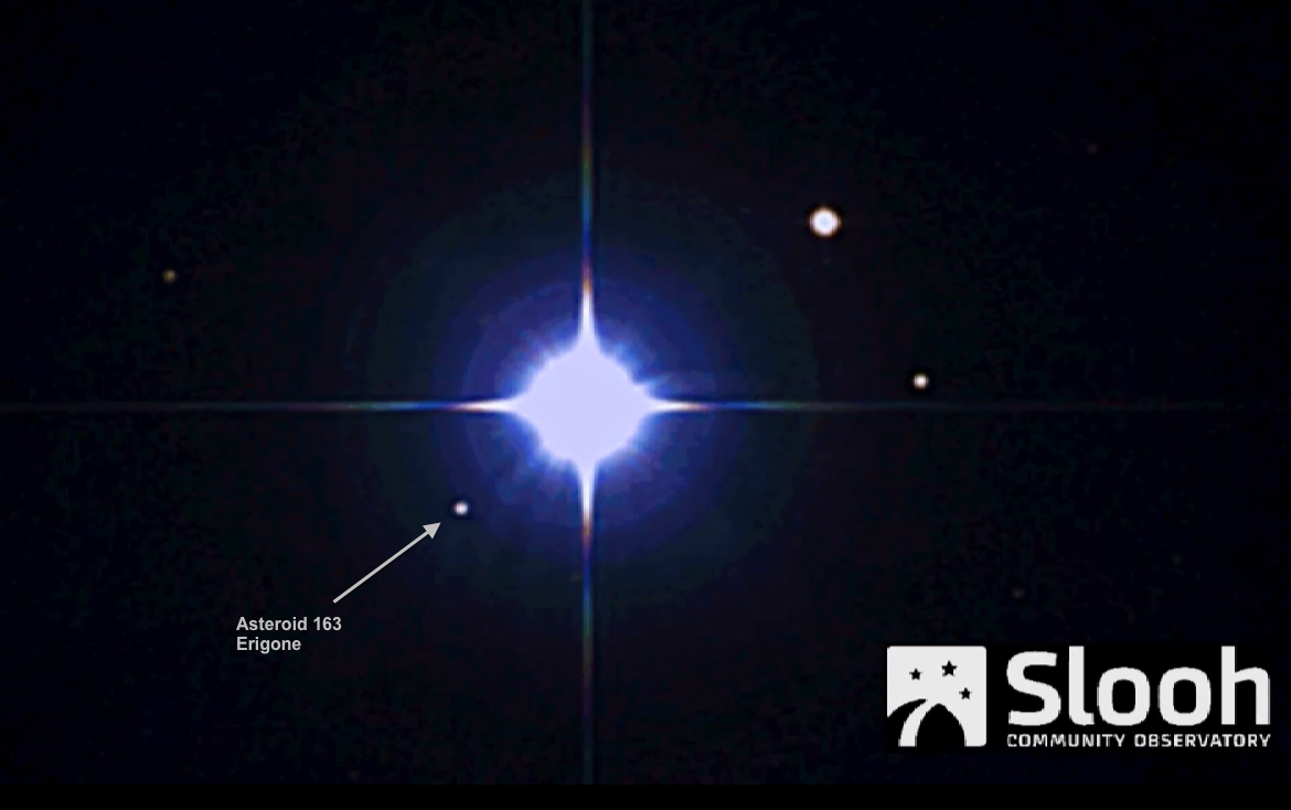 The huge asteroid 163 Erigone passed in front of Regulus, blotting out the bright star for a few seconds for viewers in North America. Image uploaded March 20, 2014.