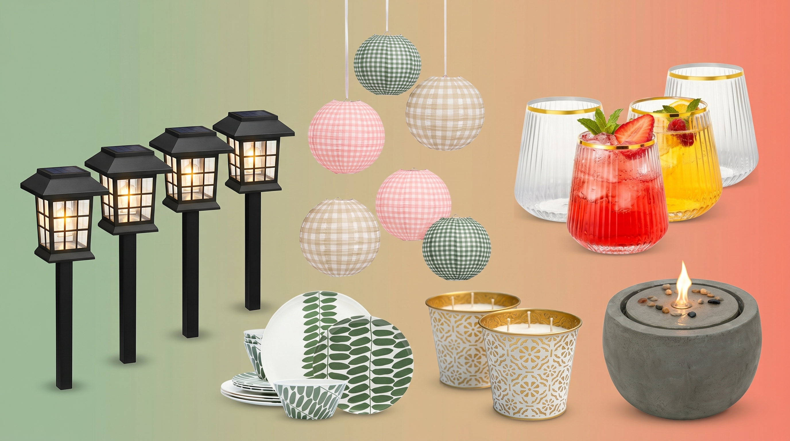 Outdoor Garden Decor Collection Collage