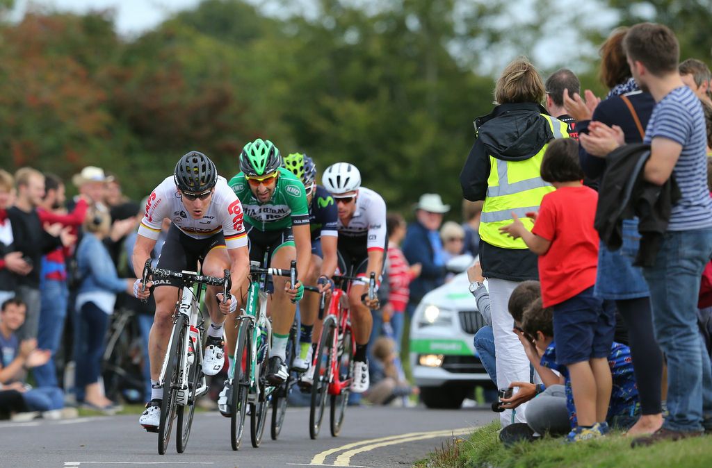 Andr&eacute; Greipel (Lotto Soudal) drives the breakaway