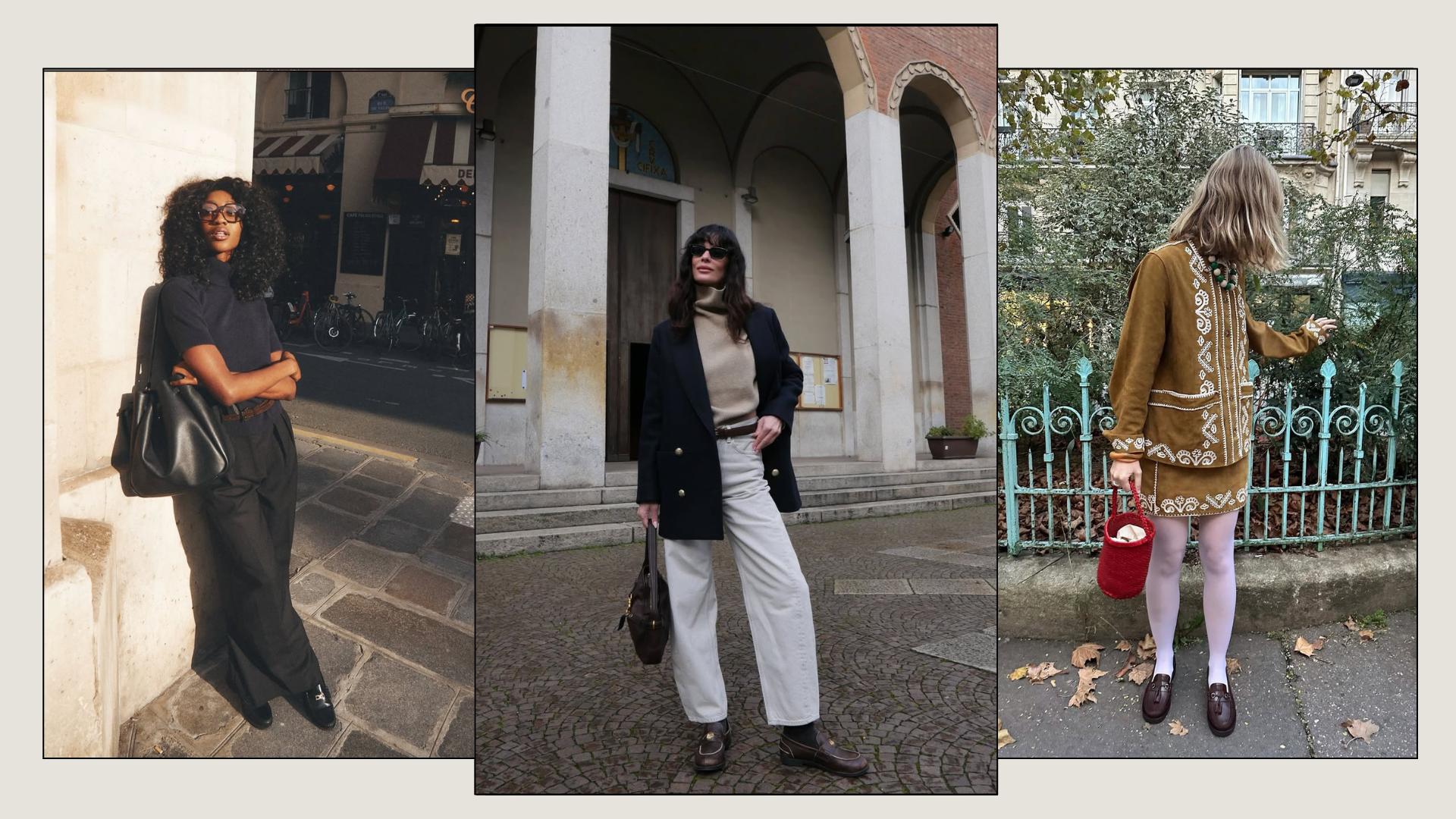 Emmanuelle Koffi, Hedvig Sagfjord Opshaug and Anne Johannsen wear spring outfits with loafers.