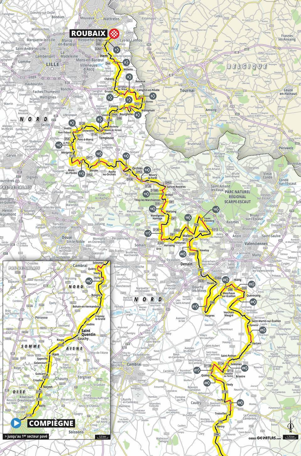 2023 Paris-Roubaix rotası