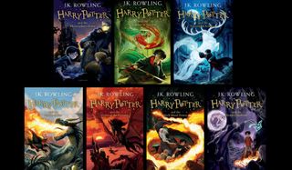 Harry Potter lineup of book covers