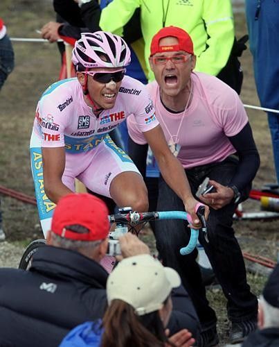 Alberto Contador (Astana) gets some vocal encouragement from a fan.