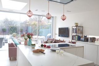 white open plan kitchen and living area