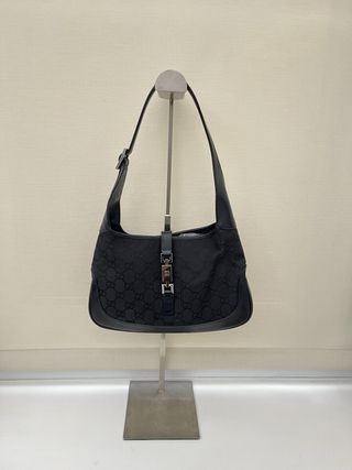 Black Vintage Gucci Jackie 1961 Leather and Canvas Shoulder Bag - Vgc