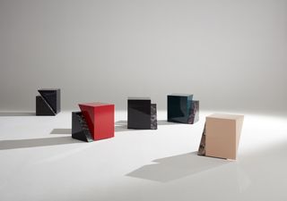Oblique stool and side tables, by Arijian