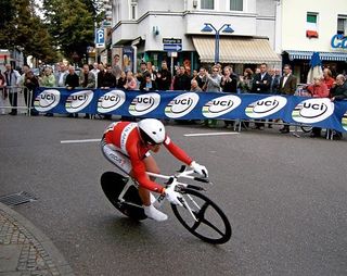 Hanka Kupfernagel during her gold winning ride on a Focus bike
