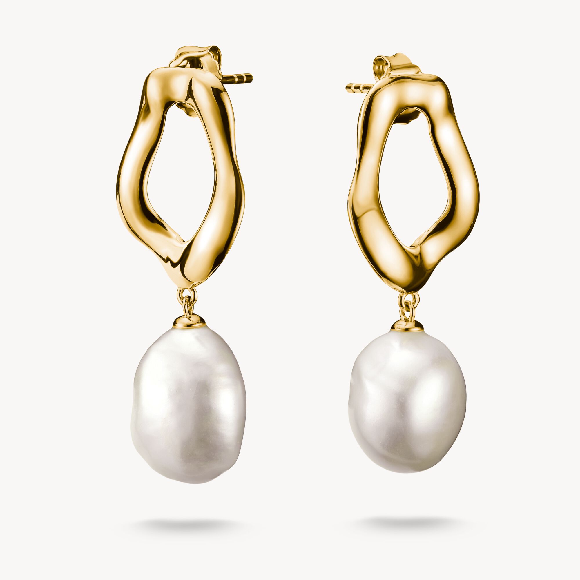 Gold-Plated Earrings With Freshwater Pearl Natural Beauty