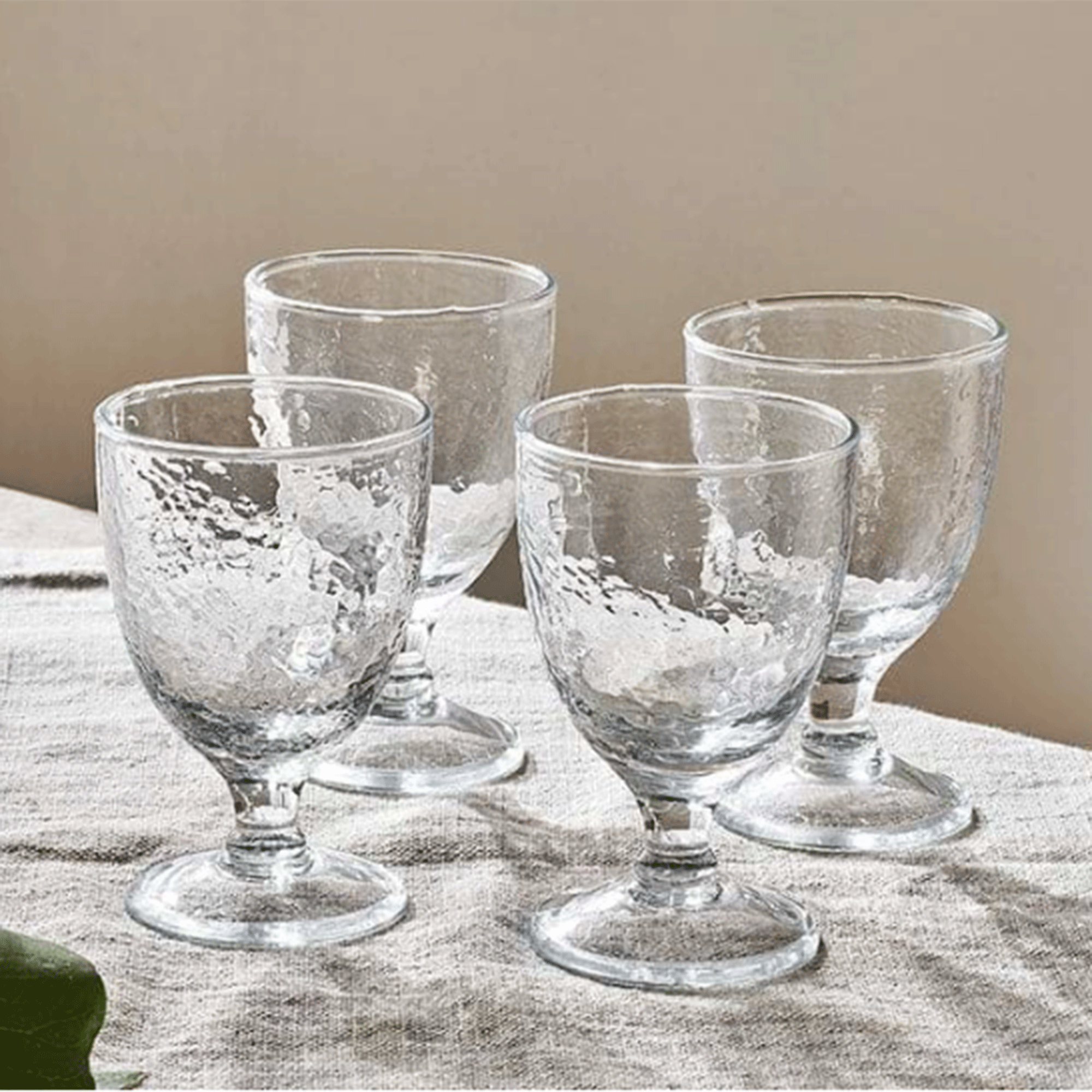 nkuku, Yala Hammered Wine Glass - Clear Glass (set of 4)