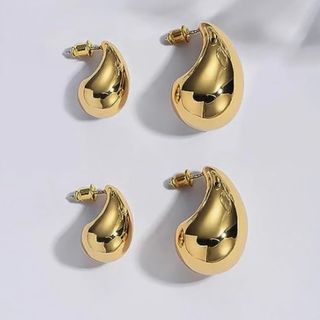 DEARMAY Chunky Gold Teardrop Earrings Set