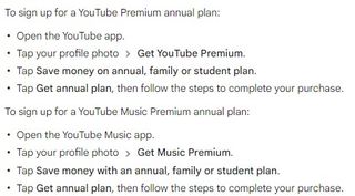 How to subscribe to YouTube annual premium plans