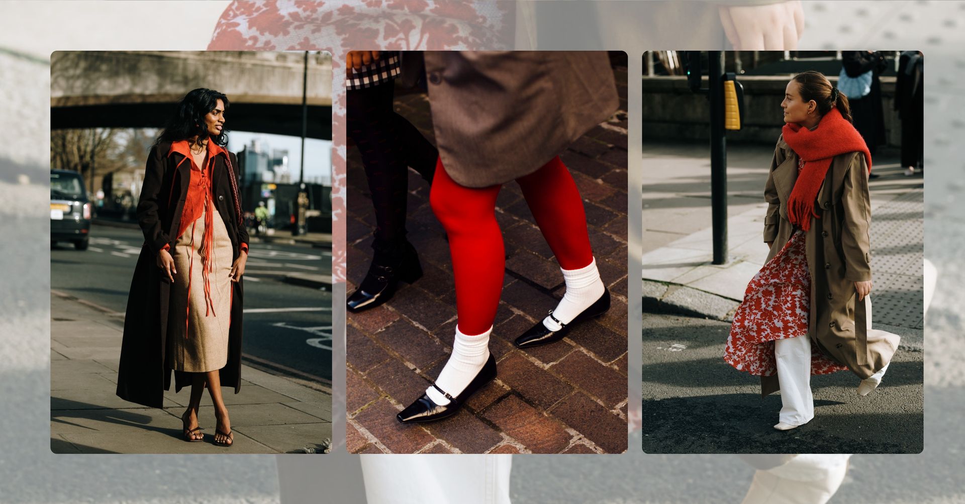 London Fashion Week Street Style Trends 2024 attendees wearing red