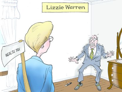 Political Cartoon U.S. Elizabeth Warren Rich Taxes Lizzie Borden