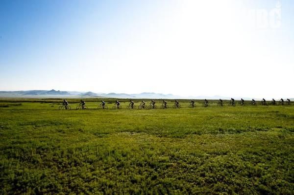 The peloton in Mongolia