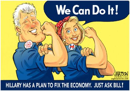Political Cartoon U.S. Hillary Bill Clinton 2016