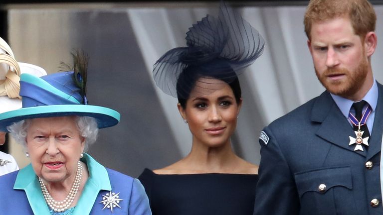 Prince Harry Meghan Markle and The Queen on Buckingham Palace balcony 2018