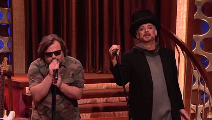 Boy George and Jack Black rock out to "Hello I Love You"
