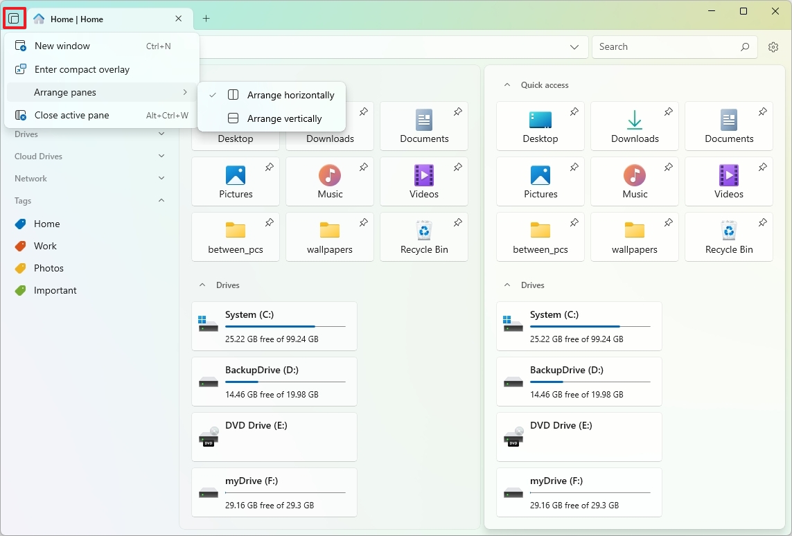 File Apps tab actions menu