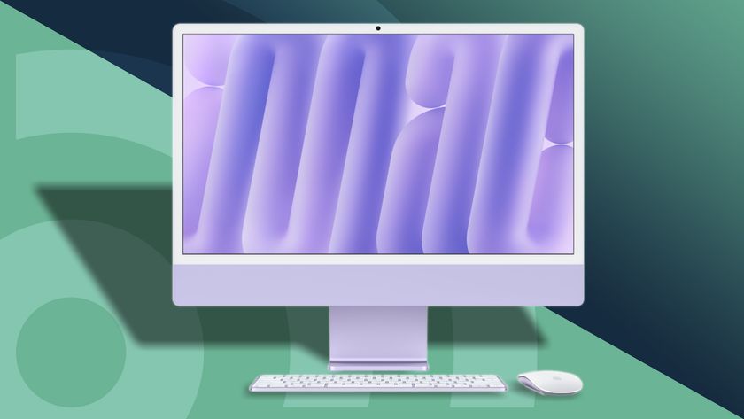 An Apple iMac, the best all-in-one computer, against a techradar background.