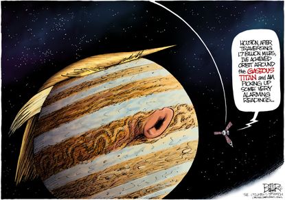 Political cartoon U.S. science Jupiter Trump