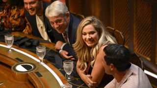 THE TRAITORS -- "Betrayers, Fakes and Fraudsters" Episode 201 -- Pictured: (l-r) Sandra Diaz Twine, Peter Weber, John Bercow, Janelle Pierzina, Maksim Chmerkovskiy