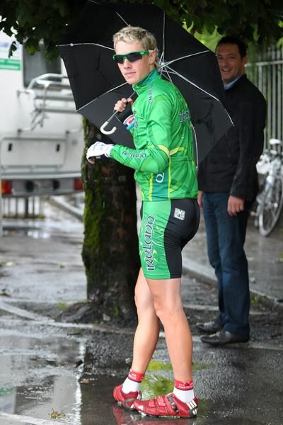 Singin&rsquo; in the rain: Sam Bennett of the Irish National Team tries to make the best of a bad situation at the start of Stage 3 in Bantry, County Cork.