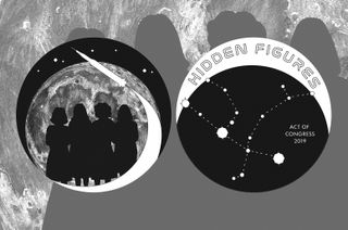 The Citizens Coinage Advisory Committee's recommended obverse and reverse designs for the Hidden Figures Group Congressional Gold Medal. The art shows representative women in silhouette and the constellation Andromeda, the "chained woman."