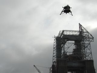 NASA's Mighty Eagle lander prototype aces an 100-foot free flying test flight on Sept. 5, 2012.