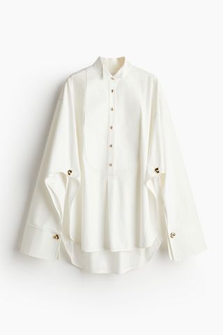 Statement-Button Tuxedo Shirt