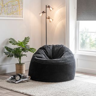 modern room with grey beanbag and houseplant