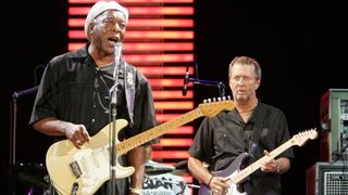 Buddy Guy and Eric Clapton perform at Eric Clapton's Crossroads Guitar Festival 2007 held at Toyota Park on July 28, 2007 in Bridgeview, Illinois.