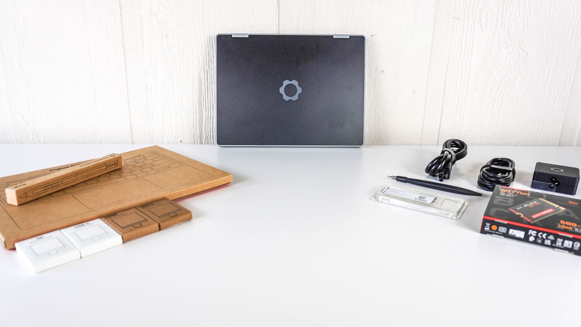 The Framework Laptop 12 unboxed on a table