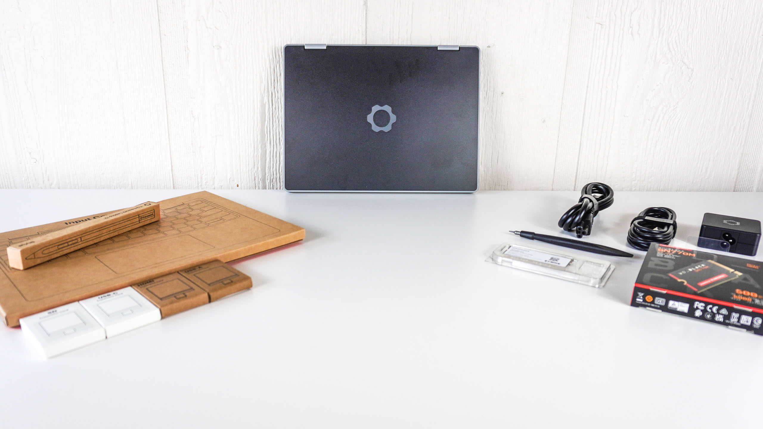 The Framework Laptop 12 unboxed on a table