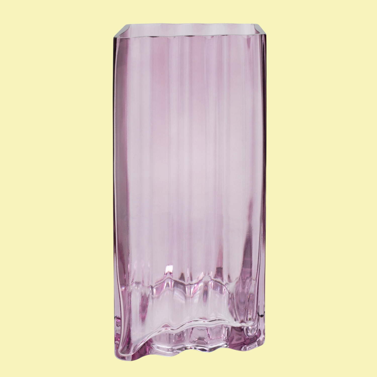 A purple ripped glass vase