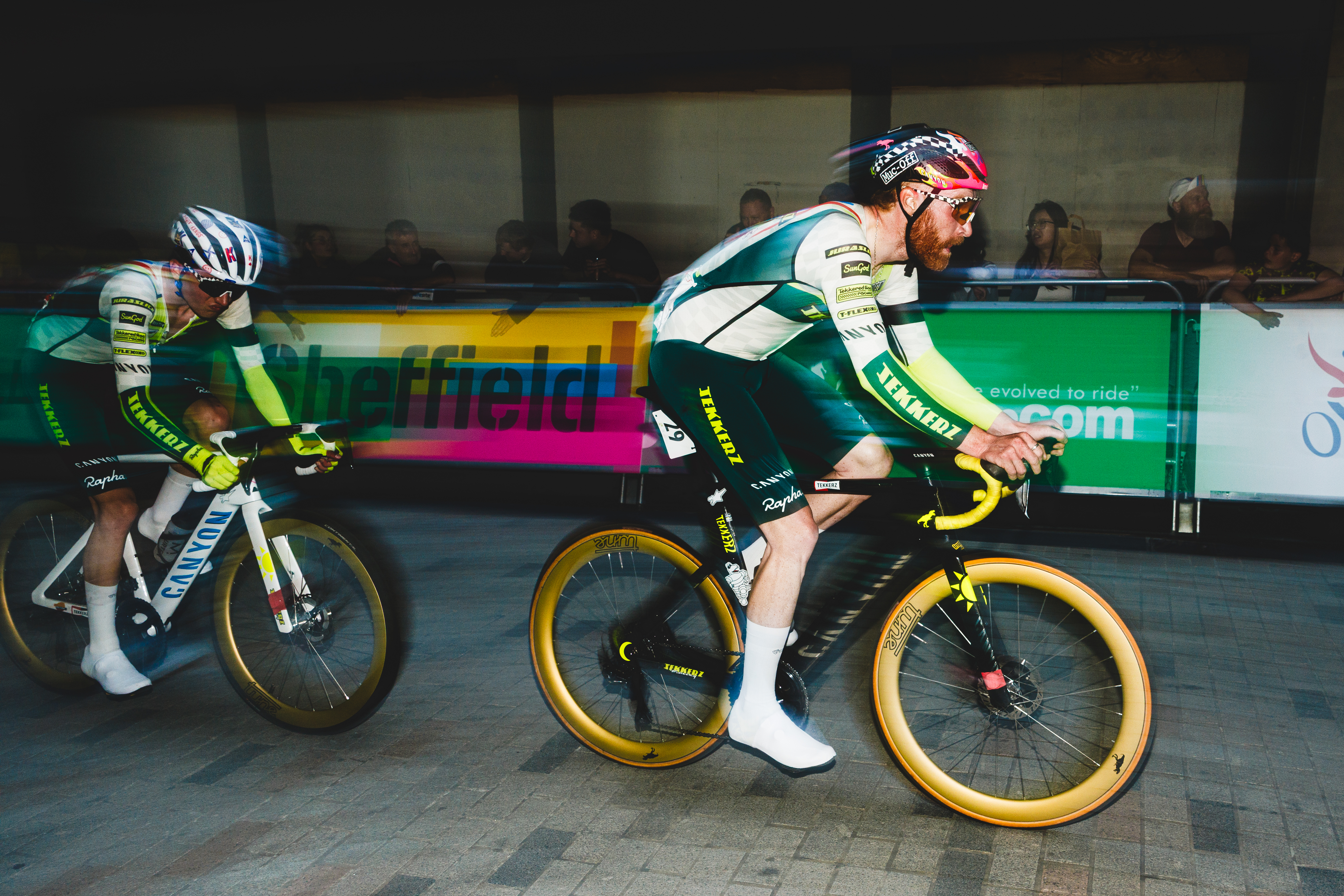 Tekkerz riders at an indoor crit race
