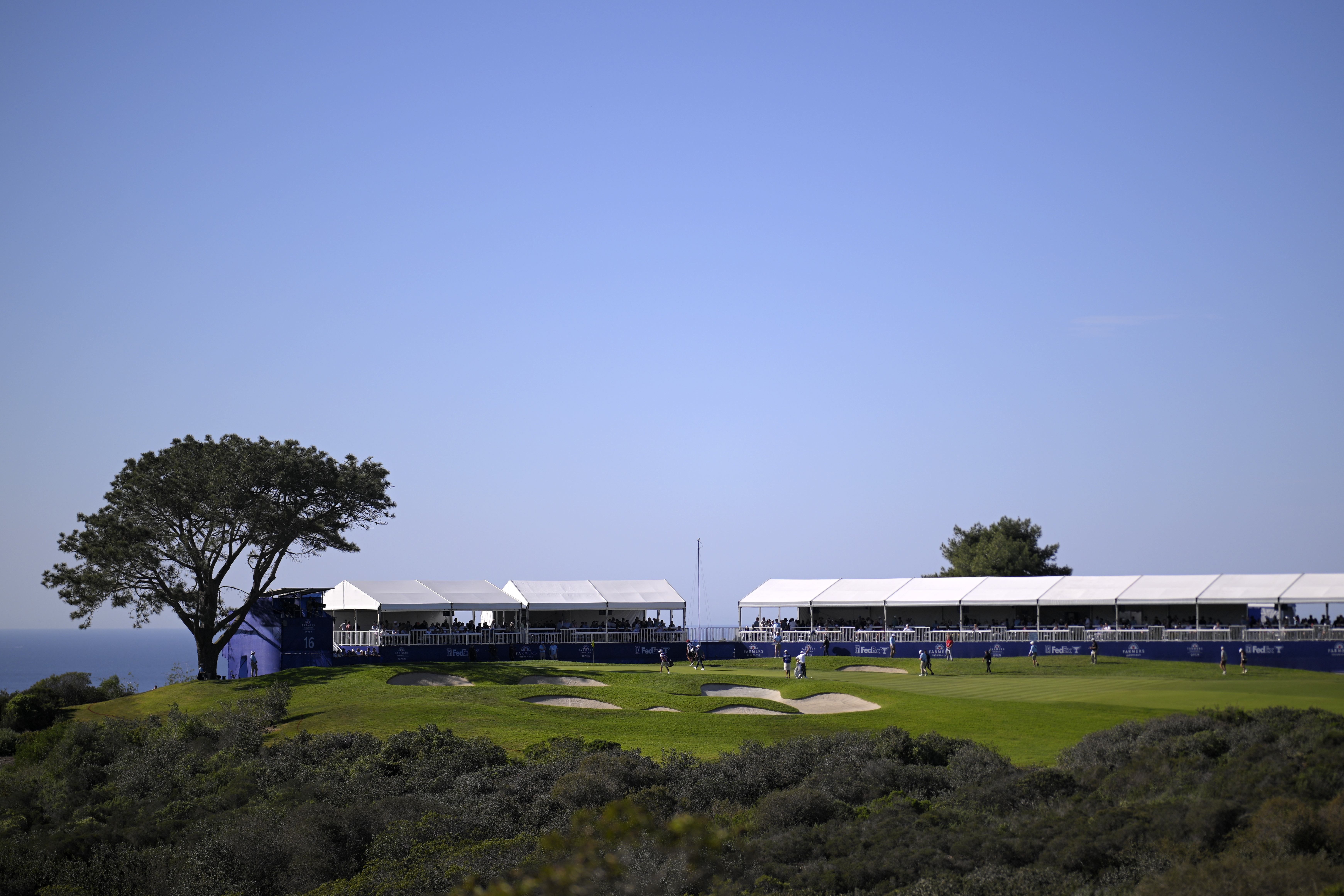 A general view of the 16th green during the final round of the Farmers Insurance Open at Torrey Pines South Course