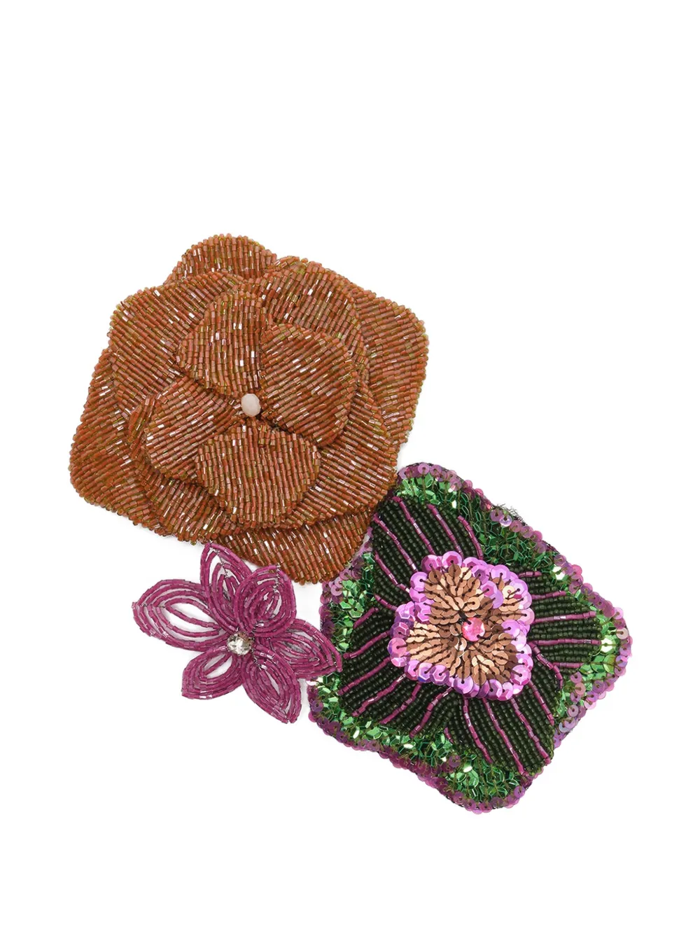 Maliparmi Floral Beaded Brooch Set | One Size