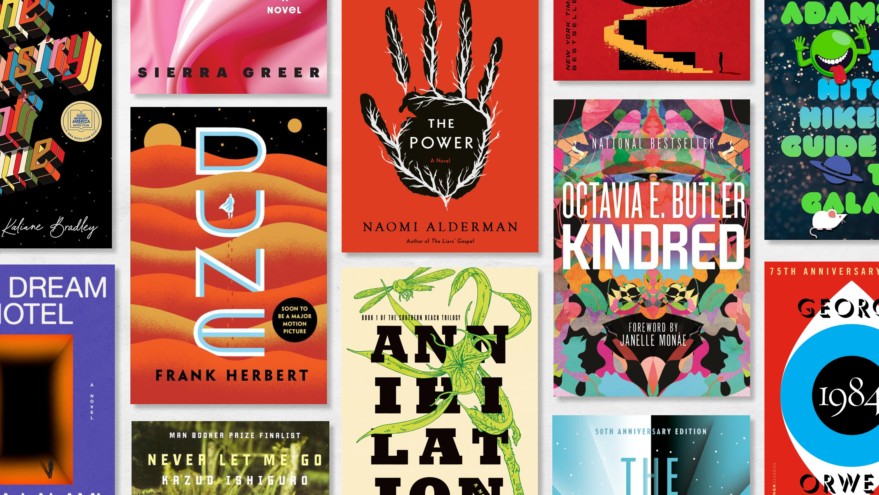 a collage of book covers of the best sci-fi novels of all time 