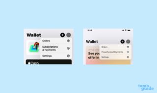 Payment menu wording in different versions of the iOS 18.4 beta