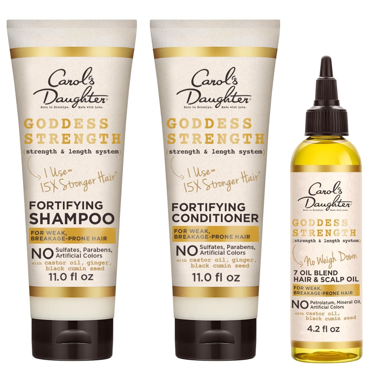 Carol's Daughter Goddess Strength Fortifying Shampoo, Conditioner, and Scalp Oil Set
