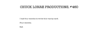 The Big Bang Theory vanity card for "The Locomotion Interruption"
